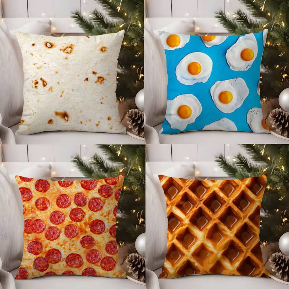 Funny Pillow Food Fried Egg Case Home Dorm Chair Back Short Plush Double-Sided Printing Office Nap Time Cushion Cover