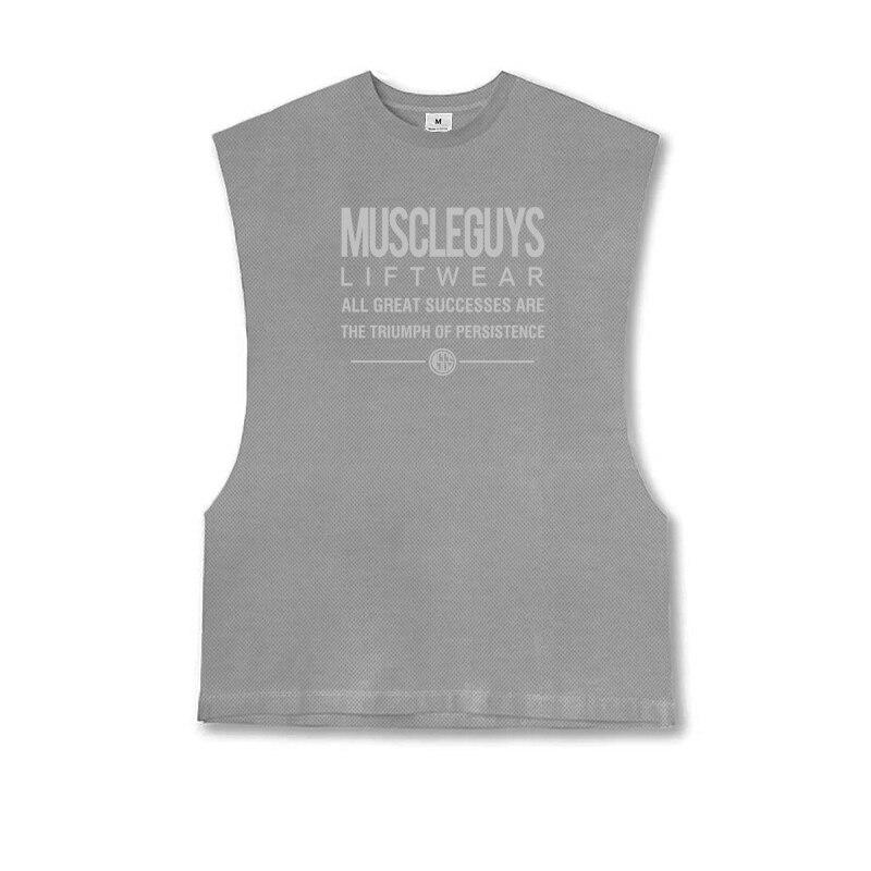 Muscleguys Men's Quick-drying Fitness Sports Running Top Vest Mesh Outdoor Training Breathable Sleeveless