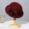 Berretto in lana con fiocco di visone elegante francese da donna autunno inverno cappello a secchiello arricciato di alta gamma cappello a cilindro di temperamento