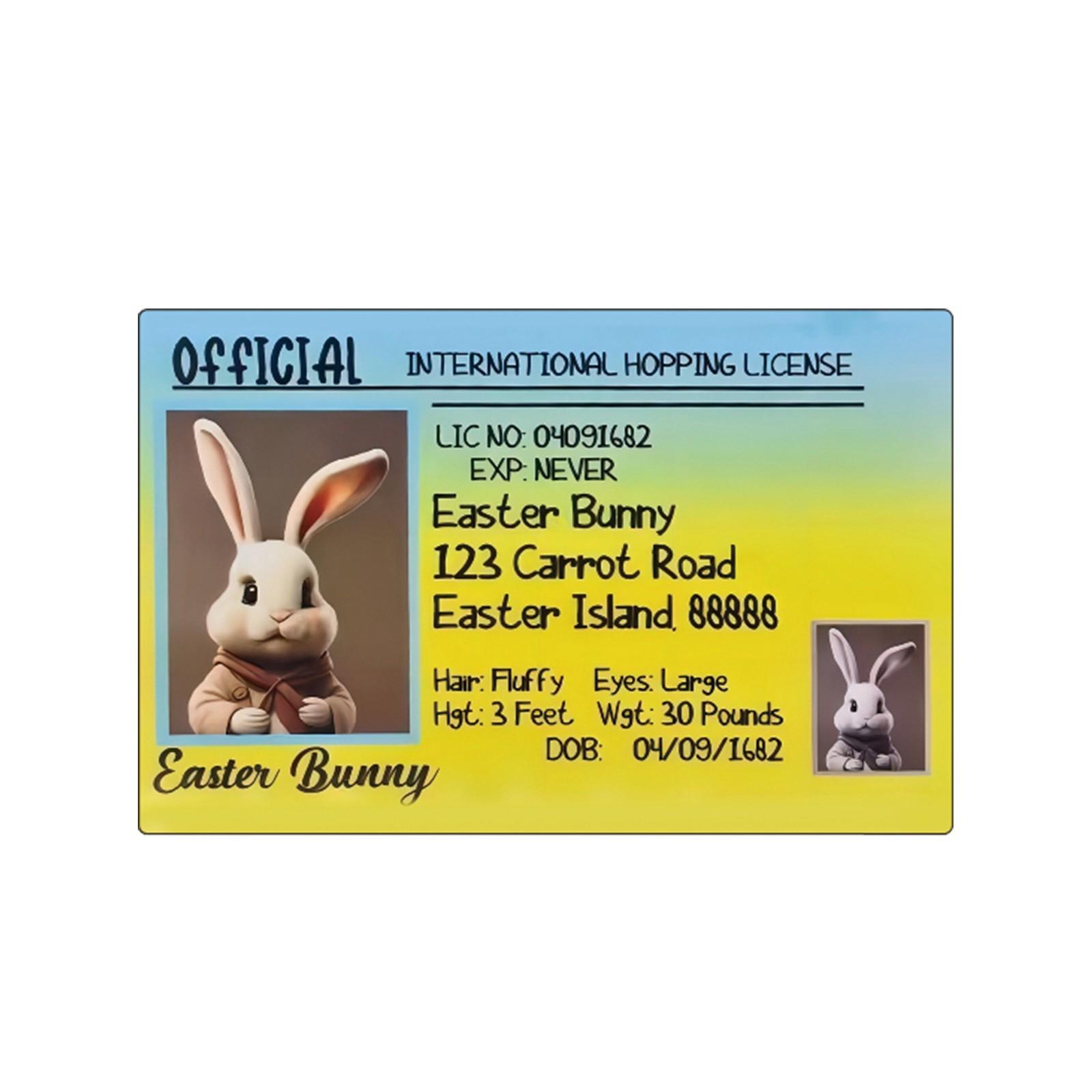 

ID Card Pass Fun Easter Gift Festival Blessing Card Card Easter Bunny ID Pass Plastic Bunny Lost Driver s License Easter Decorations One Size белый