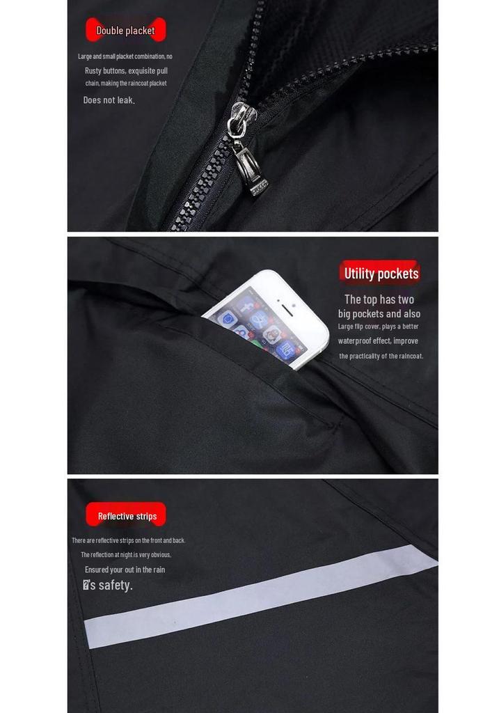Reflective Raincoat and Pants Set for Electric Motorcycle Riding