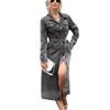 Women's Autumn Winter Long Sleeve Denim Jacket Dress - Waist-Cinching, Versatile Top