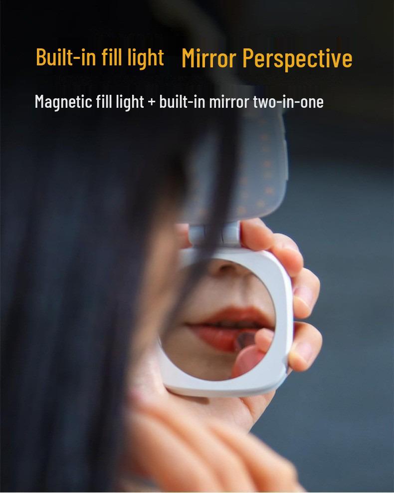 Magnetic Phone Holder with Makeup Mirror and Selfie Fill Light
