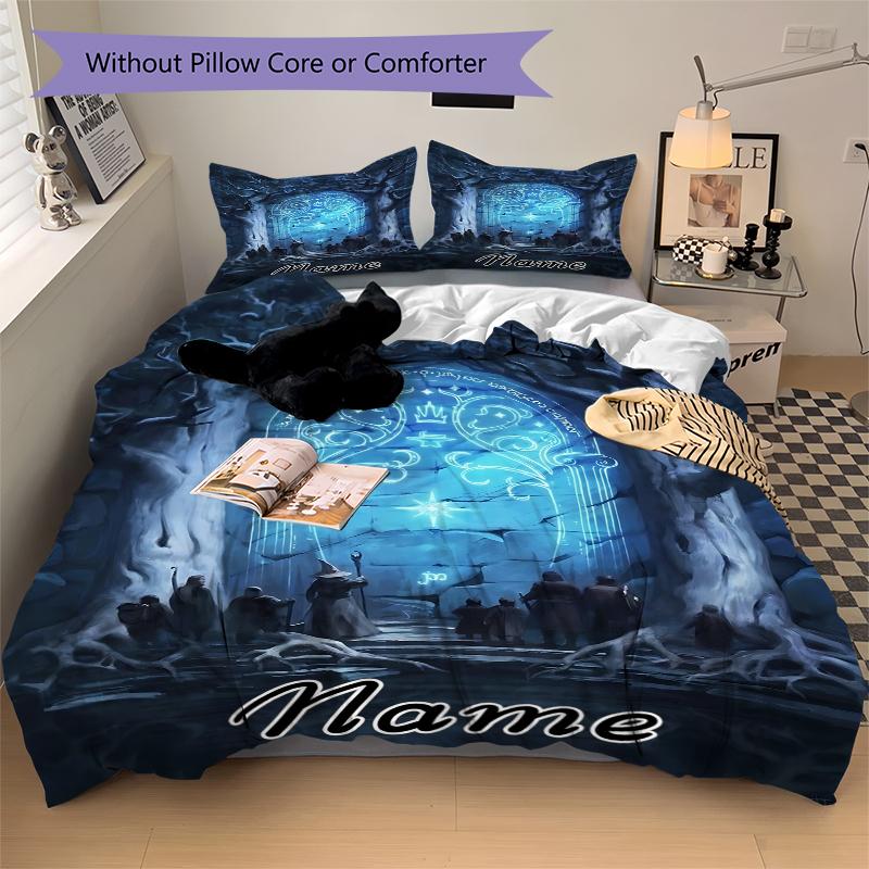 Custom Textile Golden Bedding 3 Piece Set HD Print Duvet Cover Pillowcases for Teens Adult Bedroom Decoration