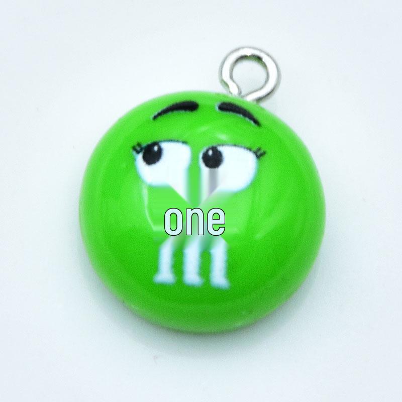 Cartoon Resin Expression Keychain Pendant with Chocolate Bean Candy - DIY Jewelry Accessory