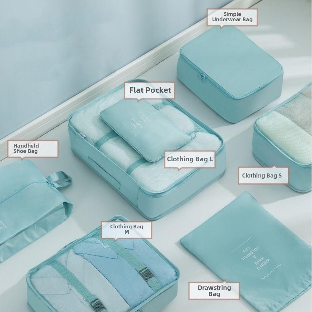 7pcs Foldable Clothes Sorting Bag Waterproof Packing Cubes Simple Design Travel Storage Bag  Shoes