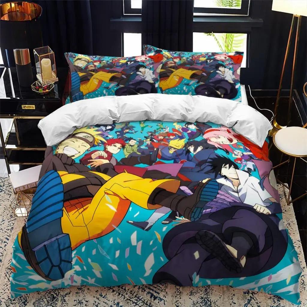 Naruto Duvet Cover Pillowcase Anime Bedding Set for Teen Girls Fashion Double Queen Size Bed Bedroom Decoration Gifts