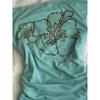 VAYLA Y2k Clothes T Shirt Women Green Beading Flowers Vintage Sexy Cropped Tops Street Fashion Tees Skew Collar Slim Fit Ropa De Mujer