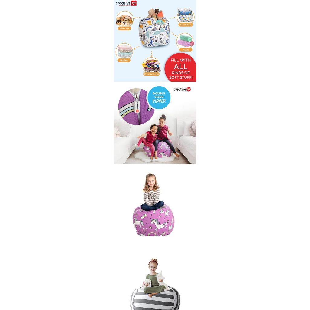 Printed Children's Plush Toy Storage Beanbag Set Comfortable Lazy Sofa Beanbag Storage Stuffed Chair Children's Toy Zipper