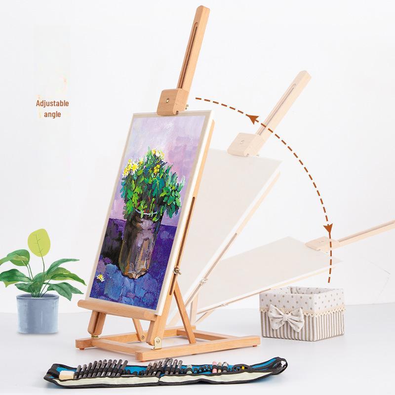Wooden Foldable Desktop Easel for Kids - Tabletop Art Stand
