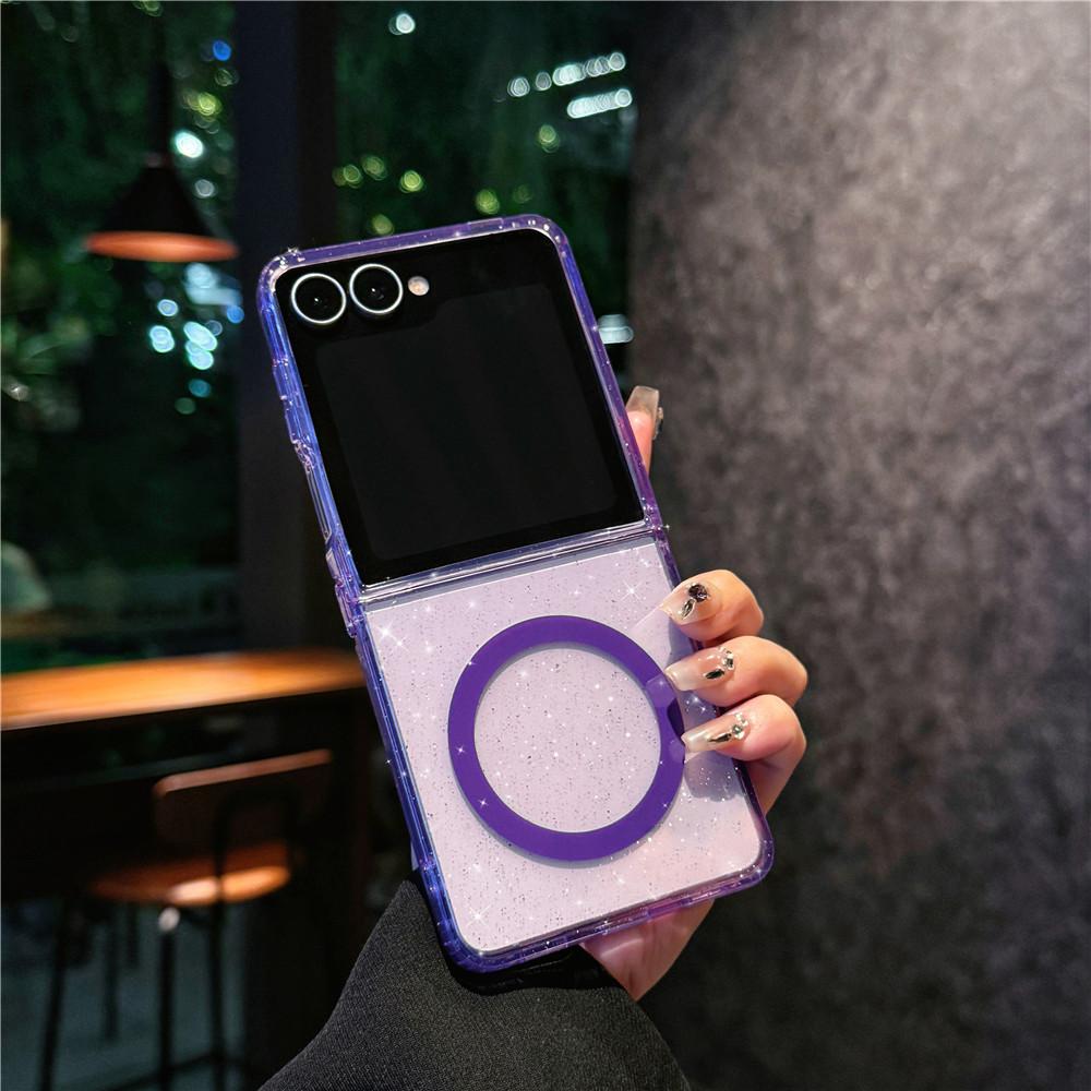 Applicable To Samsung Zflip7 Mobile Phone Case Zflip 5th Generation Folding Screen Flip Zflip6 Laser Gradual Change Magnetic Case