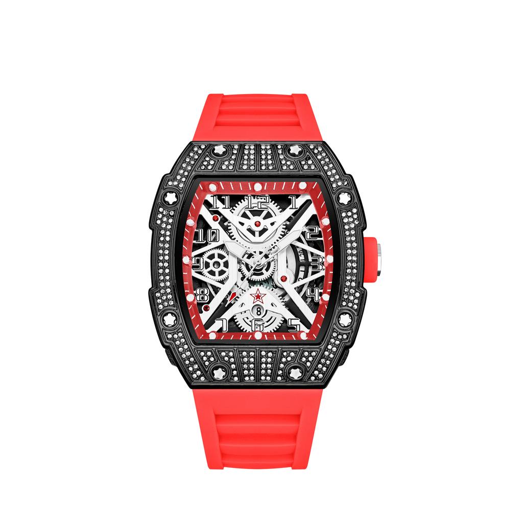 Series Hollow Wine Barrel Light Luxury Full Diamond High-End Casual Versatile Trend Luminous Men'S Watch