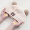 Gorro de punto para bebé con oso de dibujos animados, lindo pompón, gorro infantil con protección para las orejas, invierno cálido, para niños, niñas, niños, con orejeras