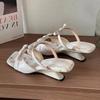 Women Slippers Bow Heeled Sandals Dress Chunky Shoes Summer Sexy 2025 Sexy Designer Woman Pumps Luxury Mujer De Zapatos