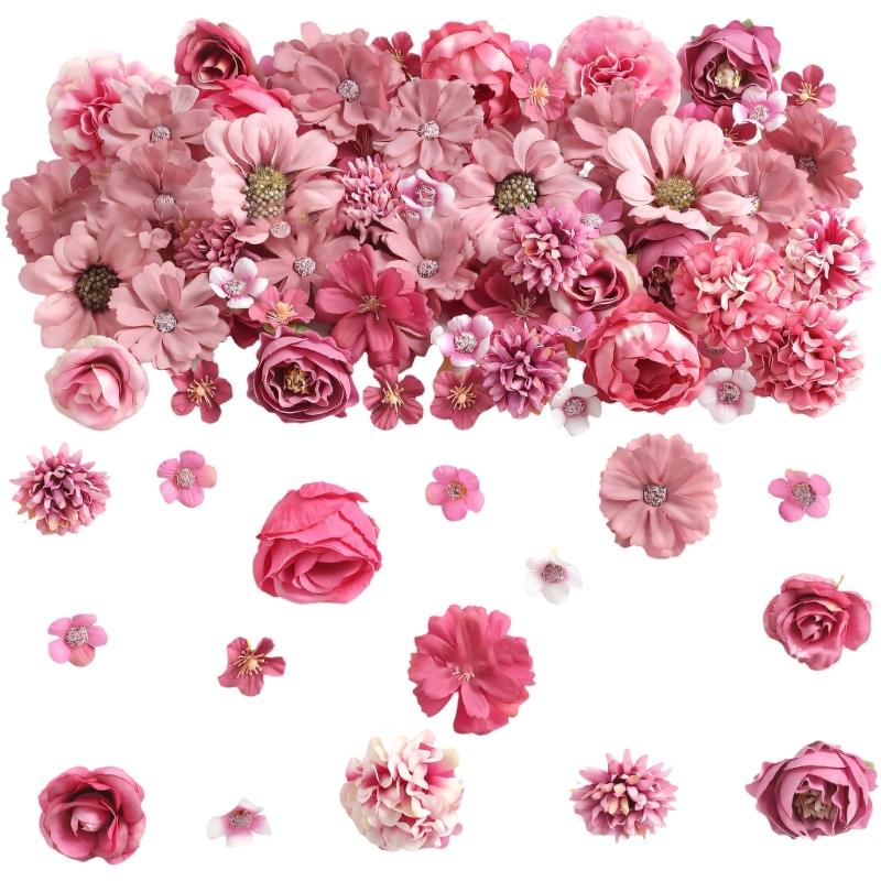 Pack of 50 Assorted Color Small Fabric Flowers for Handmade Crafts Home Decoration and Party Arrangements