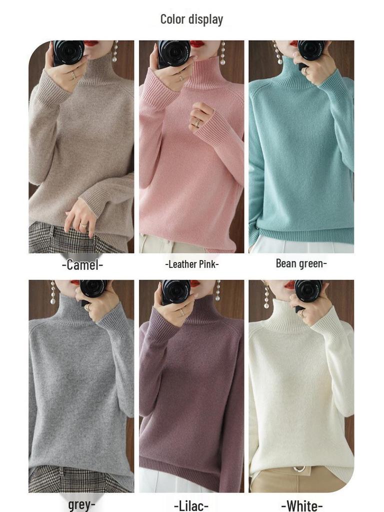 Γυναικείο Χαλαρό Πλεκτό Πουλόβερ με Ψηλό Λαιμό Μονόχρωμο: Νέο Φθινοπωρινό/Χειμερινό Πουλόβερ Κορεάτικου Στυλ