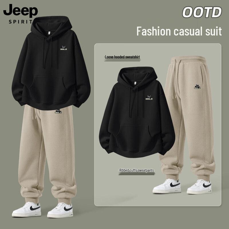 

JEEP SPIRIT Men s Hooded Sweatshirt & Jogger Set L