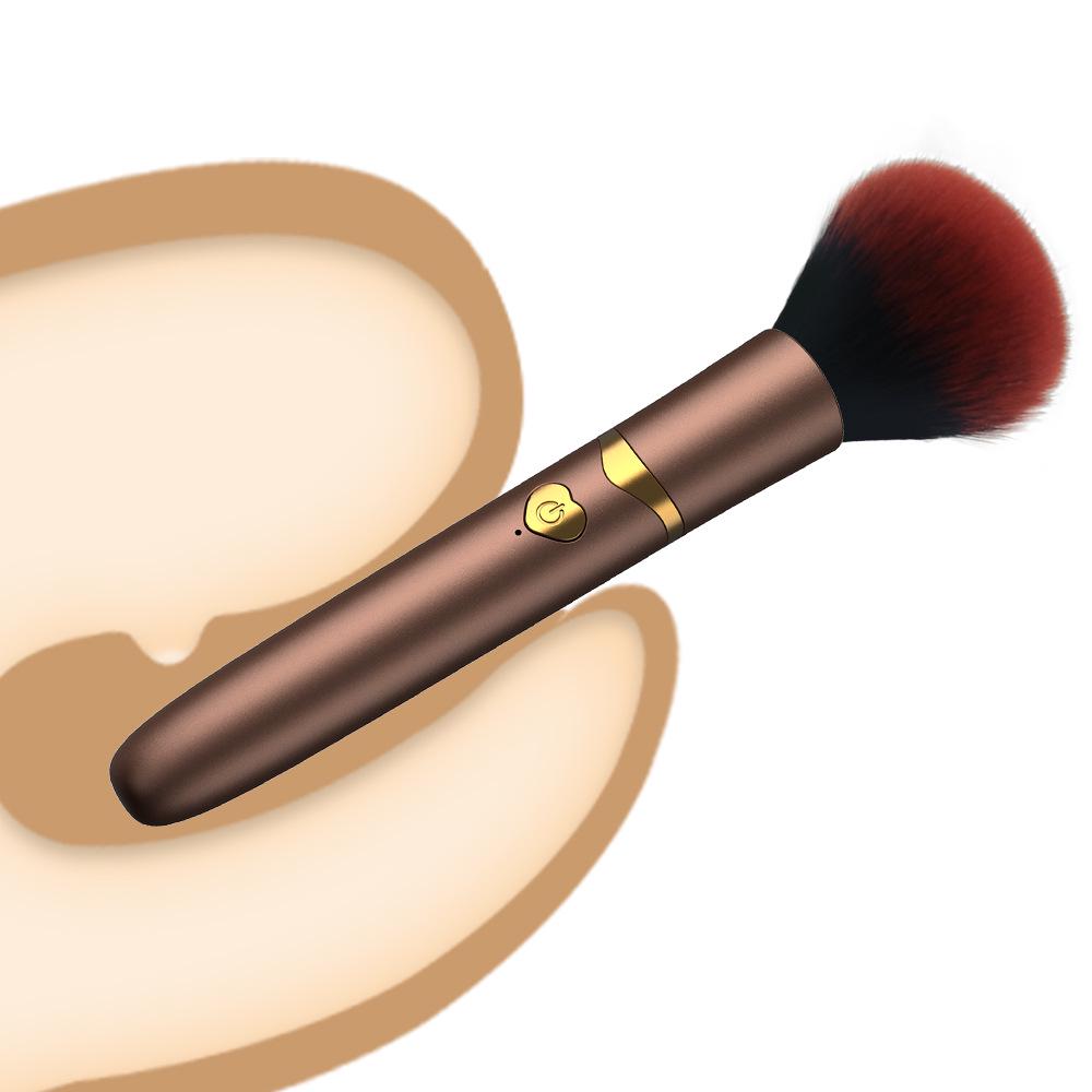 Multi-Function 10-Speed Vibration Wand & Soft Bristle Makeup Brush for Women