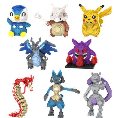 Pokemon Stavebnice Lucario Mewtow Cubone Gyarados Gengar Piplup Mega Charizard Figurka DIY Sestavení Mikro Kostky Hračky pro Děti