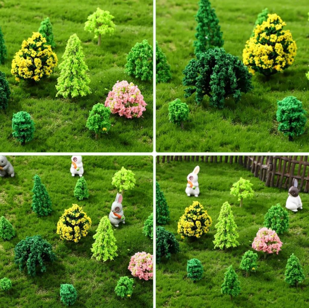 Siawadeky Artificial Model Mini Set of N Railway Architectural Model Miniature Landscape Diorama Miniature Landscape 11 5 Pieces of Each Trees, Trees,
