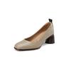 Fashion 2024 New Spring Women Shoes Sheepskin Leather Shoes Women Pumps Square Toe Chunky Heel  Women High Heels Retro