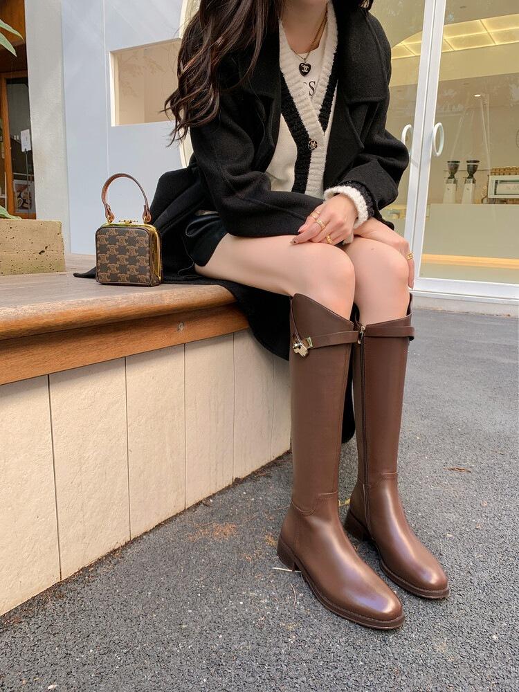 

Замок кожаные рыцарские сапоги диагональные облегающие сапоги зимняя женская обувь новые высокие сапоги длинные сапоги модные сапоги женщины 39