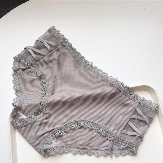 Cute Sexy Ice Silk Lace Edge Low Waist Women's Underwear Elastic Large Ice Silk Women's Underwear