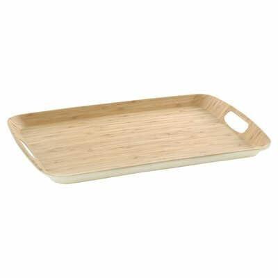 Bamboo Tray White Rectangular 46X31Cm With Handles