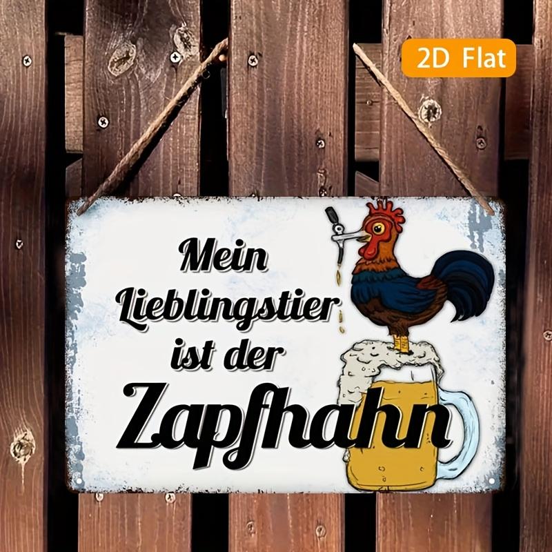 Humorous German Beer Iron Sign My Favorite Animal Is The Tap Vintage Rooster  Tap Design Inject Wit into Bar 20x30cm（7.8x11.8inch）