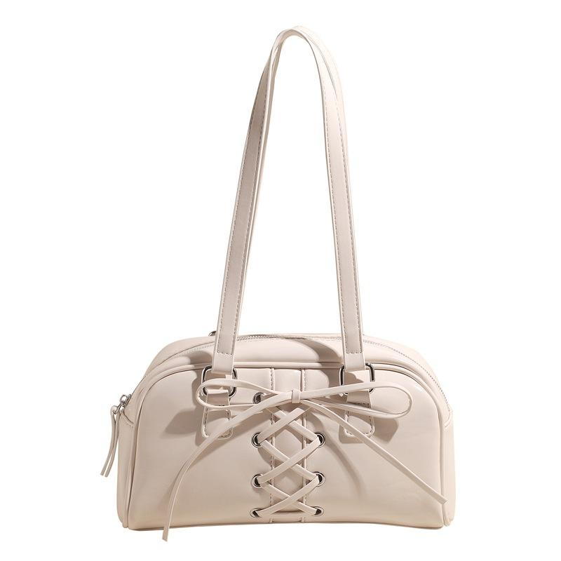 Bow underarm bag women's new fashionable solid color handbag trendy versatile casual shoulder bag