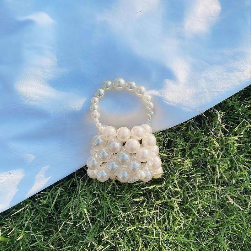 Women's 2024 Summer Trendy Pearl Chain Mini Lipstick Messenger Bag