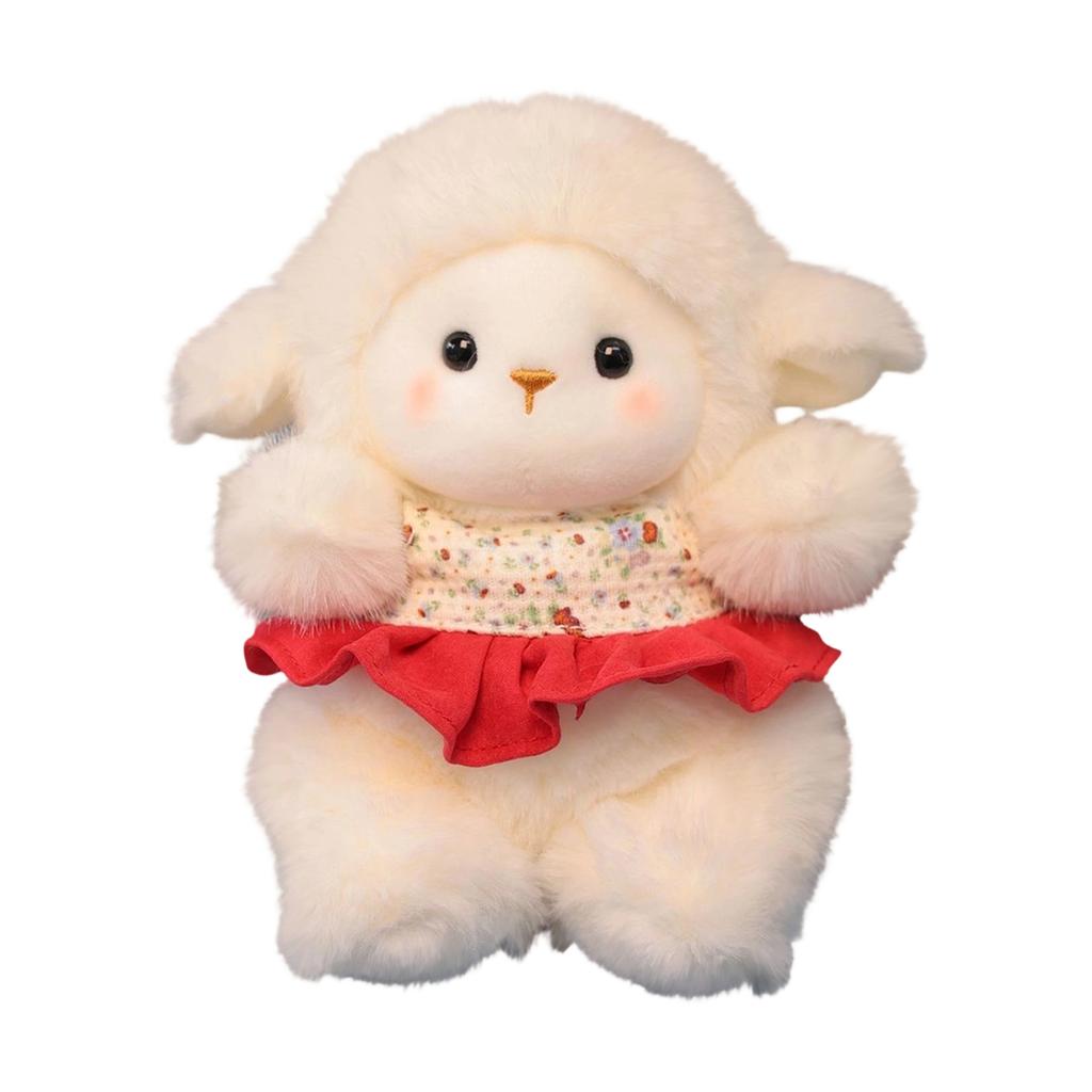 Plush Lamb Stuffed Animal Soft Toy Doll with Fabric Dress Cute Design Suitable for Kids Toddlers and Collectors Gift Idea
