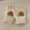 Guantes de Punto para Niños Guantes Elásticos de Dedos Completos Bordado Oso Guantes Cálidos de Invierno para Niños Niñas de 3 a 7 Años Ciclismo Deportes