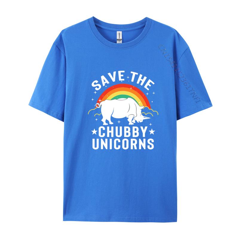 Save The Chubby Unicorns Rhino Rainbow TShirt Party Fitness Tight T Shirt Prevailing White Graphic Tee
