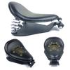 Motorcycle Retro Brown/Black Skull Leather Solo Seat+3" Spring Bracket for Harley Custom Chopper Bobber Leather Saddle Seat