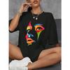 Face Painted Graphic Print Crew Neck Casual Women T Shirt Clothes Female Shirt Short Sleeve Lady Fashion Streetwear