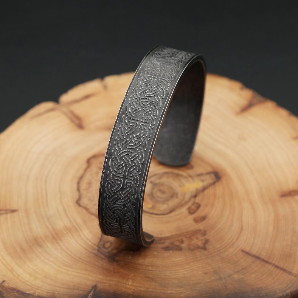 Vintage Vikings Celtic Knot Cuff Bracelet For Men Women 316L Stainless Steel Nordic Amulet Bangles Charm Jewelry Gifts