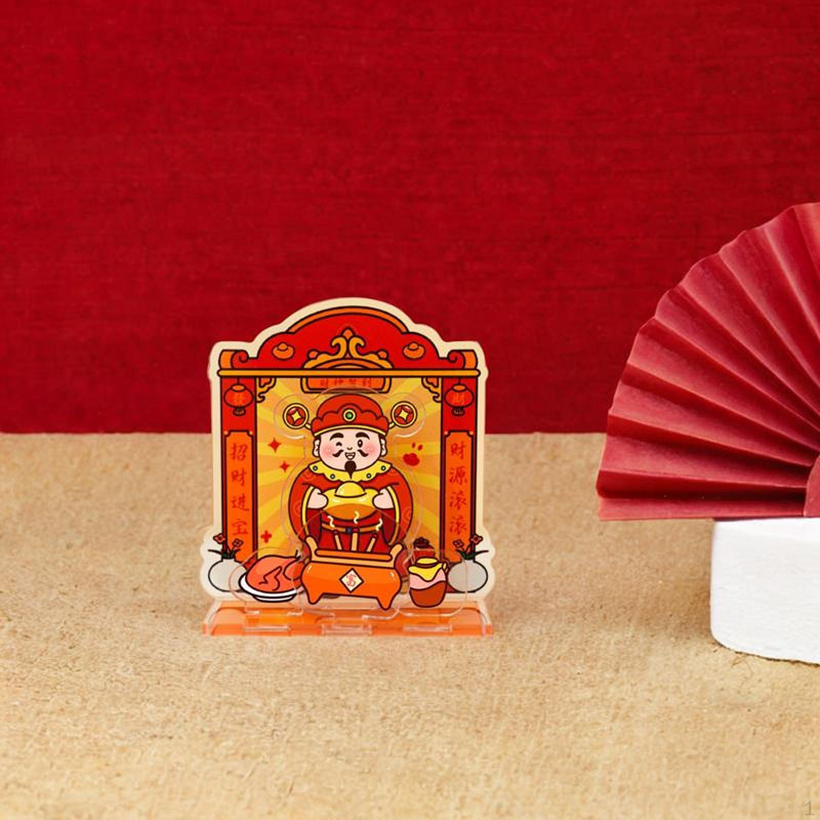 

Акриловая китайская бессмертная фигура настольная вывеска 2D плоский узор для спальни 7.1x7.5см фэншуй Caishen