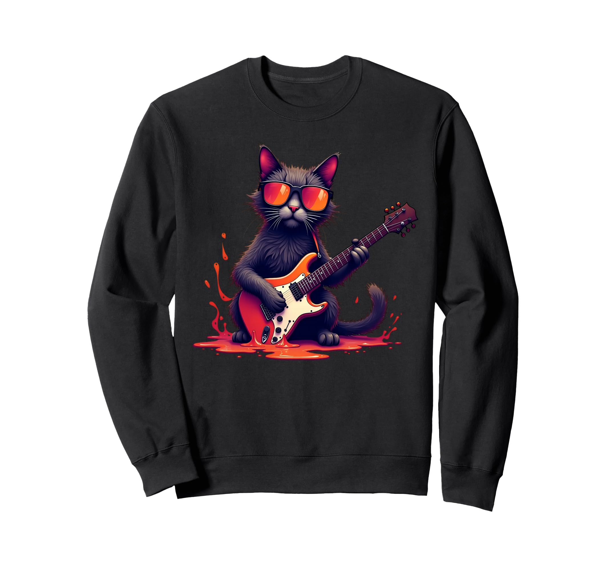 

Rock Cat with Guitar and Sunglasses Cat Music Cat Electric Guitar Rock Cats Sweatshirt