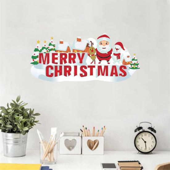 Christmas Diamond Painting Stickers Xams Element Patten Vibrant Color Hands Skill Improve Easy DIY Mosaic Wall Sticker