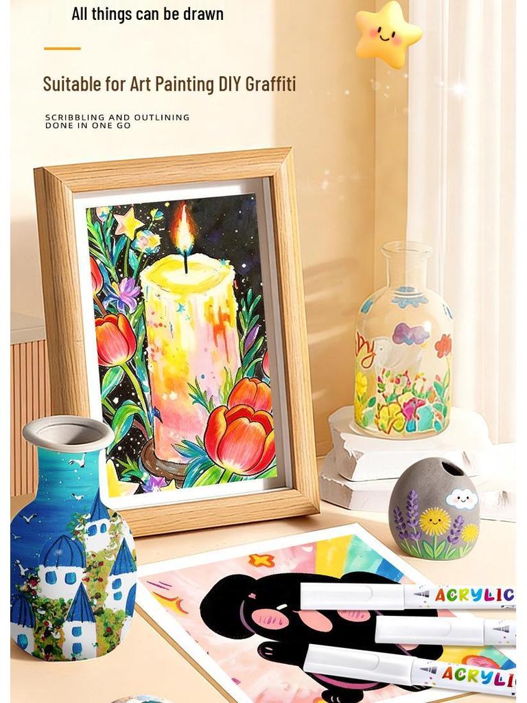 Wasserdichter Acrylmarker mit weicher Spitze - Nicht verschmierend, ideal für Schüler & DIY-Kunst.