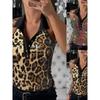 Night Club Style Sexy Europe and America Cross Border Summer New Arrival Leopard Print Color Sequin Lapel Sleeveless Vest Tops Bottoming Shirt