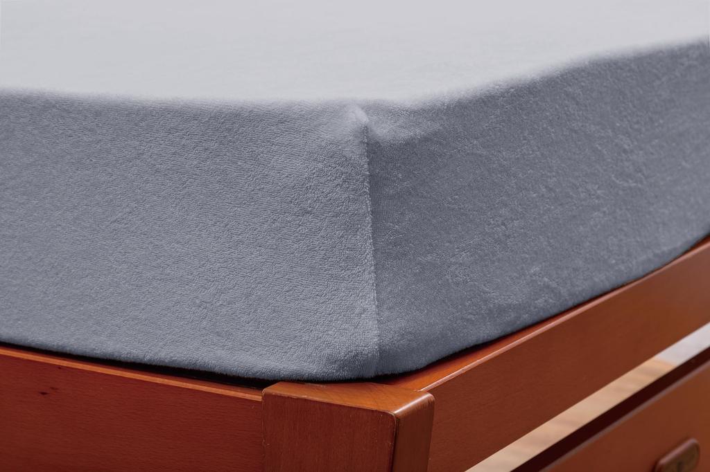 Soft Cotton Terry Fabric Stretch Fitted Sheet, Gray, Single Size