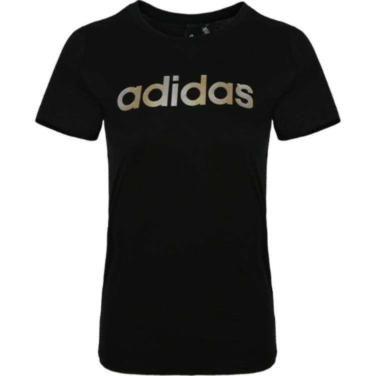 

Adidas Gfx Ss T Линейный пуловер с круглым вырезом Модная футболка с коротким рукавом Обычная женская майка Черный DM5347 S