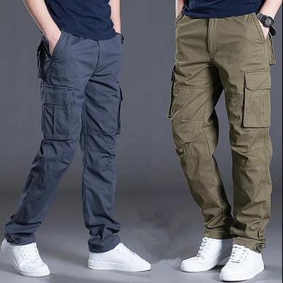 2025 Cotton Multi Flap Pockets Men's Straight Leg Cargo Pants Loose Casual Outdoor Pants Men's Work Pants for Hiking Tactical