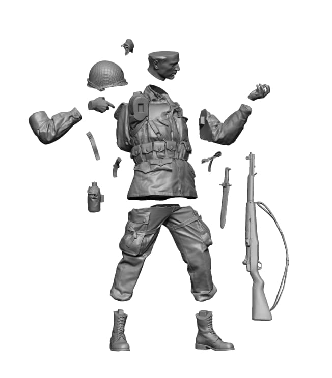 H3 Model World War II US Army Airborne Soldiers Supporting Fire 1944 Resin Kit HS90027 1/9