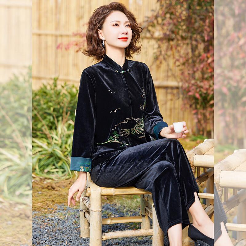 

BAOLIANDUO Mom s Chinese Style Casual Two-Piece Set 5XL