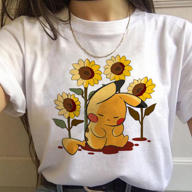 MINISO Harajuku T Shirts Women Kawaii Funny Cartoon Summer T-shirt Cute Print T-shirt Fashion Streetwear Top Tees Female