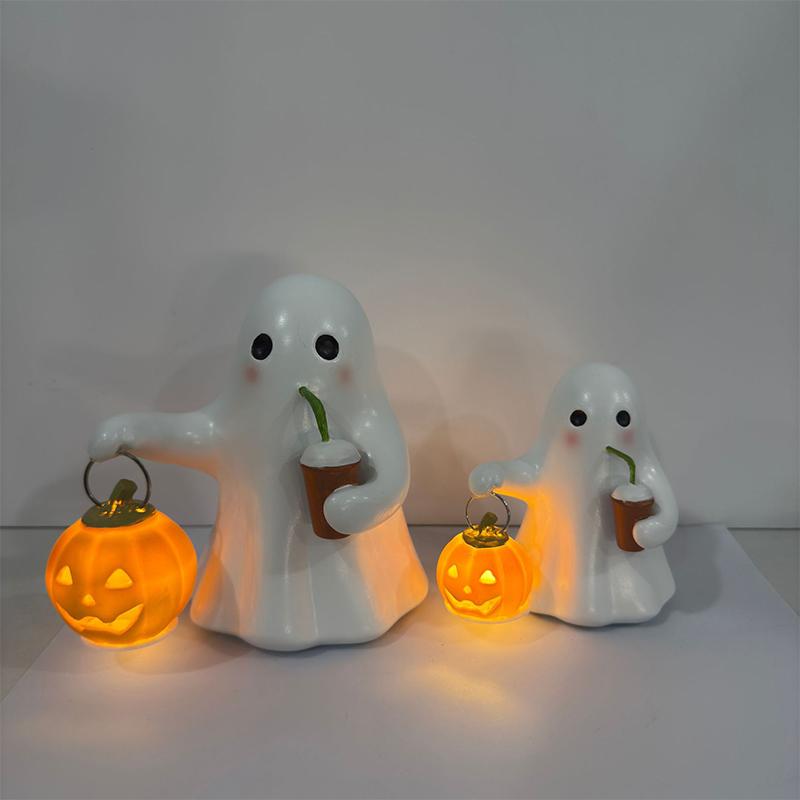 Cute Ghost Halloween Decoration Nightlight Resin Home Decor Items Creative Crafts Atmosphere Halloween Decorations Home Decor