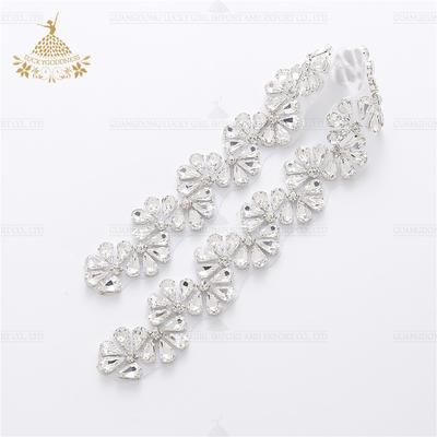 Factory Sale Handmade Flower Motif Rhinestones Classic Applique for Wedding Gown Bridal Sash